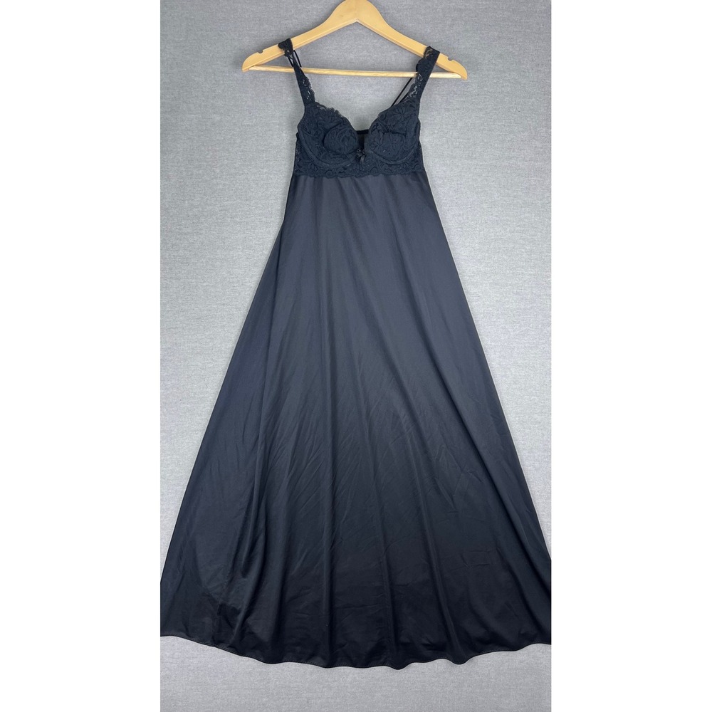 Vintage Victorias Secret Gold Label Black Lace‎ Underwire Maxi Nightgown 92147 P